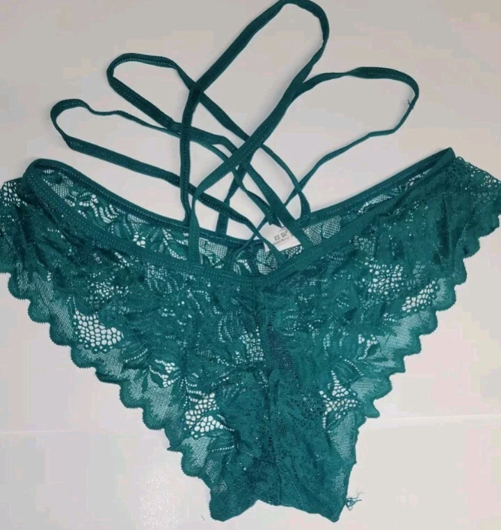 Womens Sexy Floral Lace Green Low Waist Panties Stretchy Breathable Medium Size