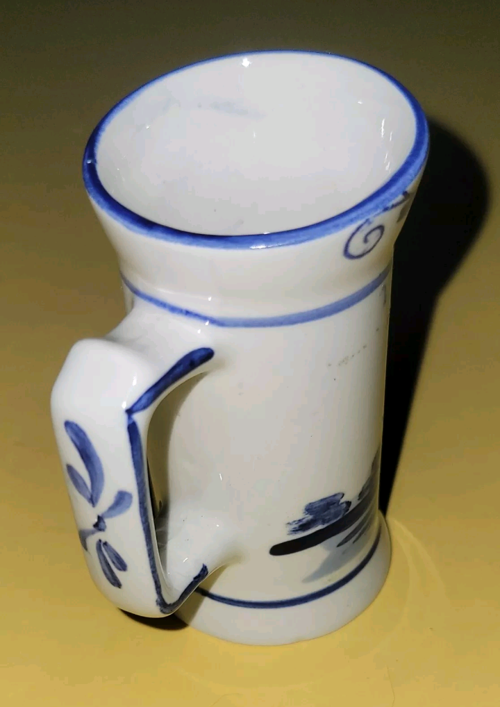 Vintage Delft Blue Small Pitcher Stein Holland 3.5" Tall 2" Across Top