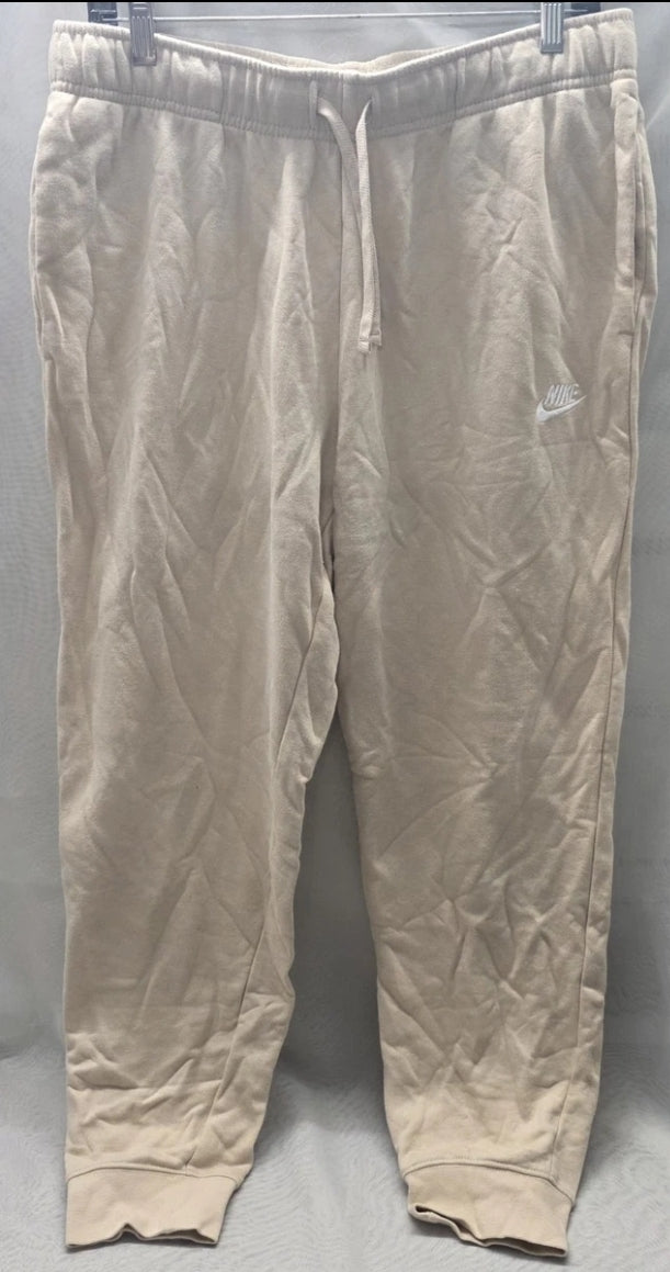 Nike Sweatpants Unisex Size Large Elastic Drawstring Waist Pockets Beige. Excellent used condition