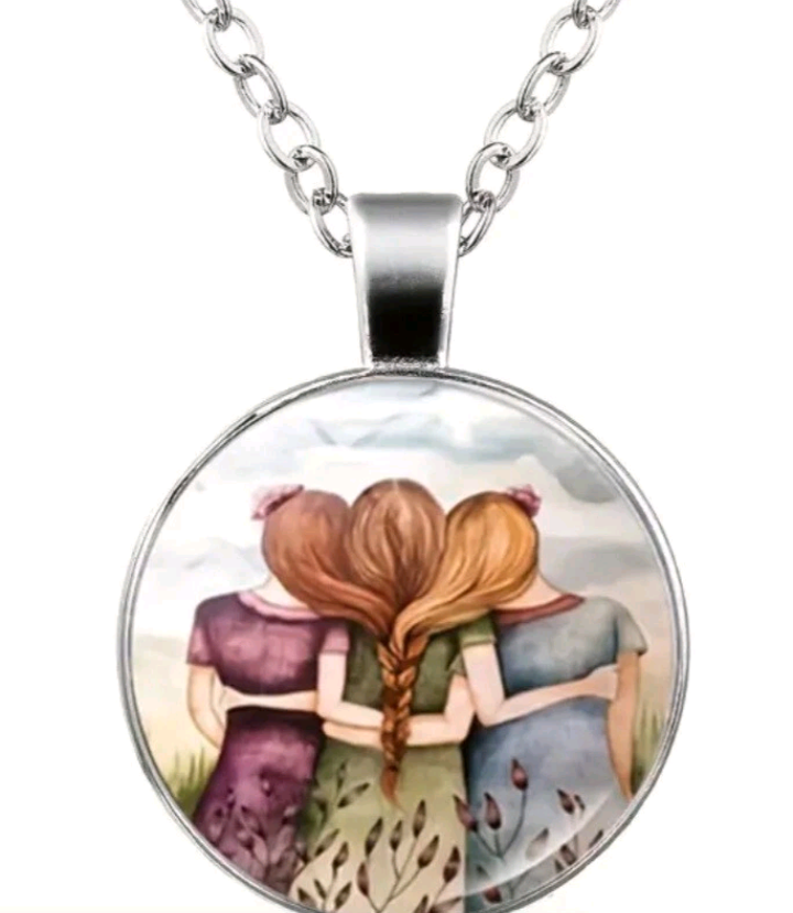 4 Piece Best Friends, Sister Jewelry Set 3 Girls Hugging - Necklace, Earrings, Bracelet.Brand New