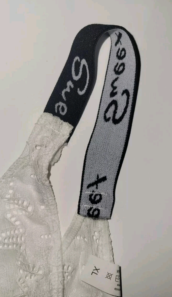 Womens Thong Panties Intimate Lingerie Size XL (12) Floral Lace White Semi Sheer