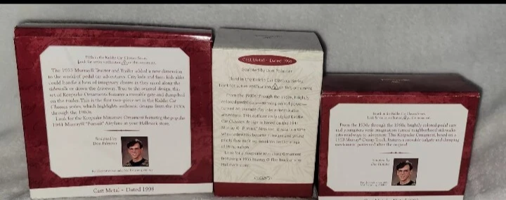 Lot Of 3 Hallmark Keepsake Ornaments Vintage Kiddi Car Classics,1996,1997,1998