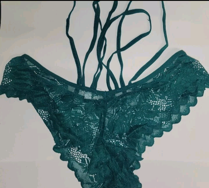 Womens Sexy Floral Lace Green Low Waist Panties Stretchy Breathable Medium Size