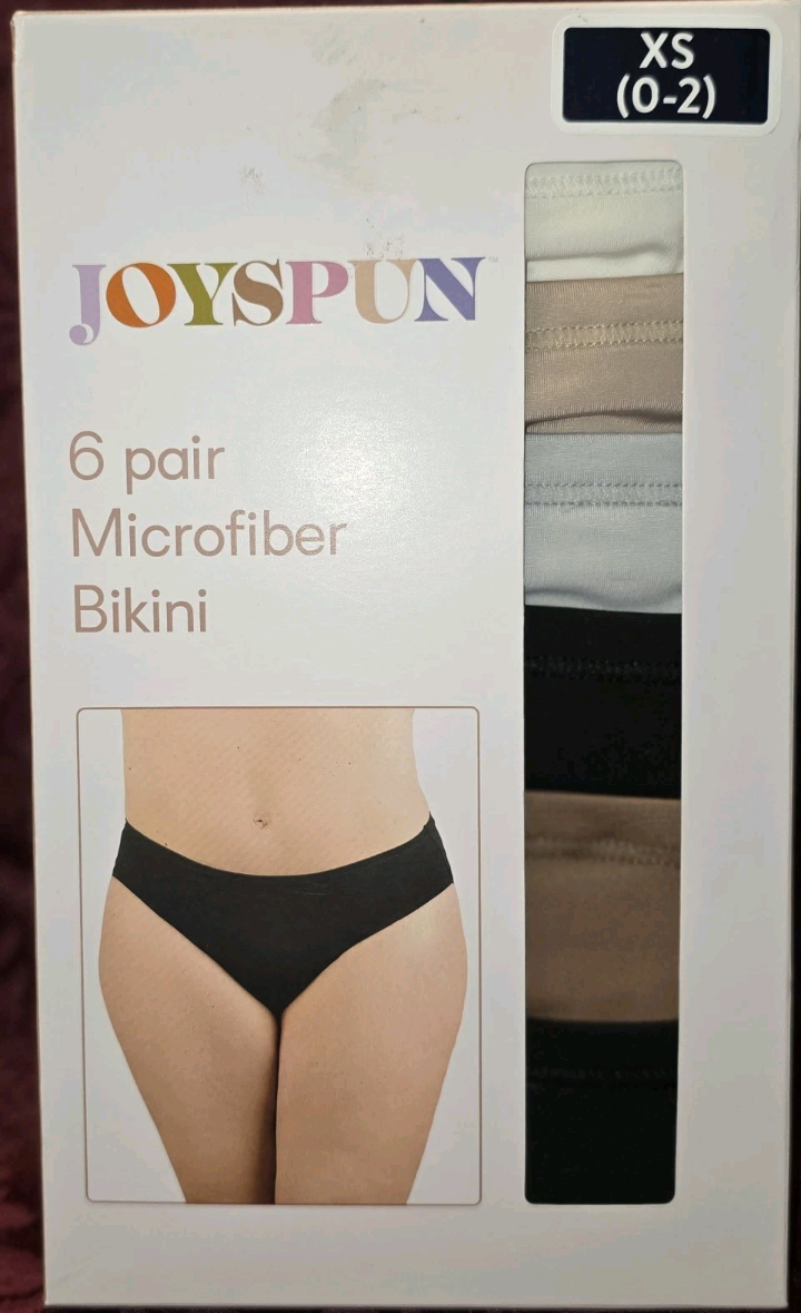 Joyspun 6 Pair Microfiber Panties Bikini XS (0-2) Multi Color New In Box.