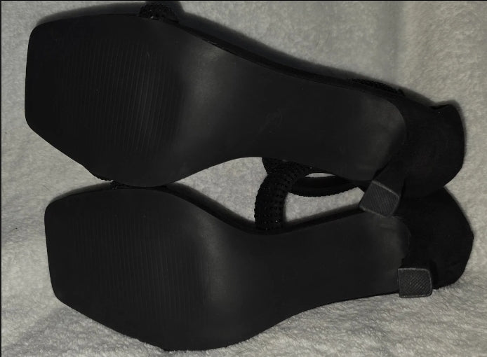 Coutgo Womens High Heel Size 9.5 Open Toe Black Dress Shoe 4" Heel Zip Back New In Box