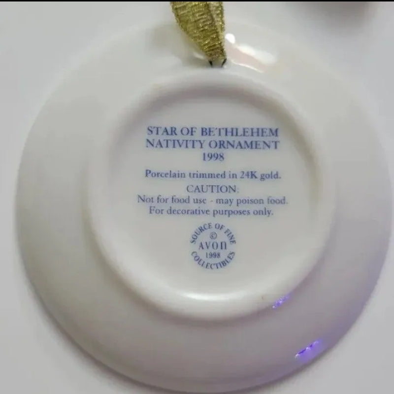 Vintage 1998 Avon Star Of Bethlehem Nativity 3" Ornament With 24K Gold Trim