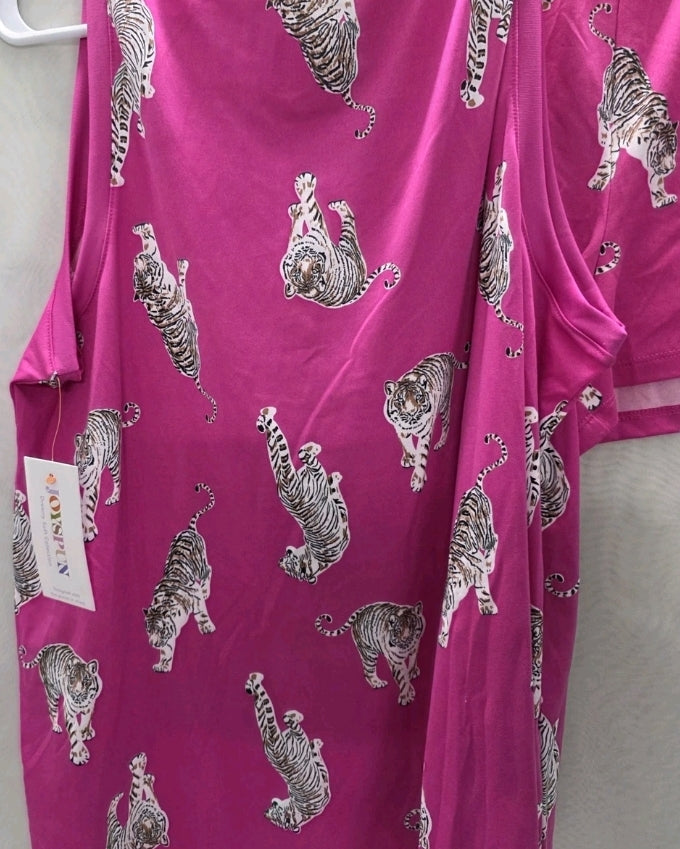 Joyspun Women XL 16-18 2 Piece Pajama Tank Top And Shorts Tigers