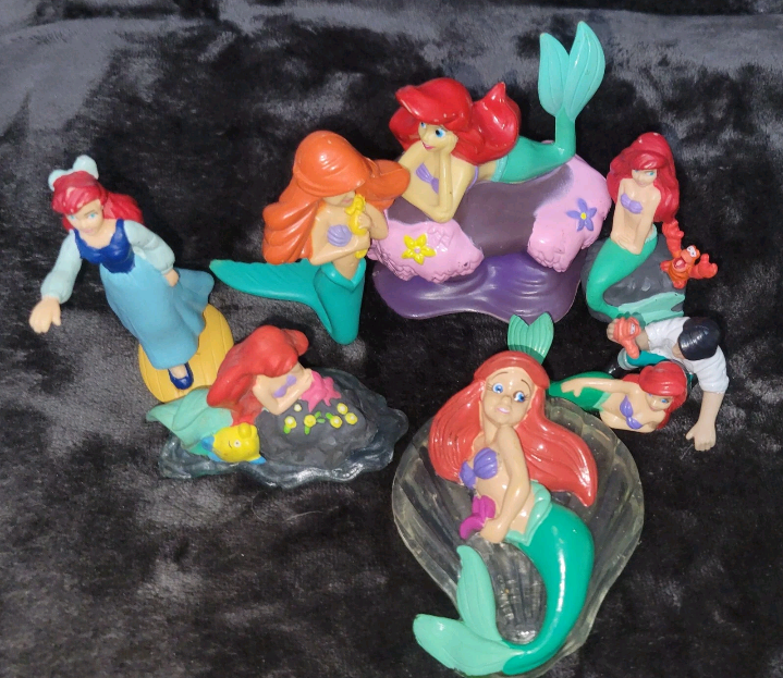 Vintage Disney Little Mermaid Toy Lot Figurines Various Sizes Night Light Cover