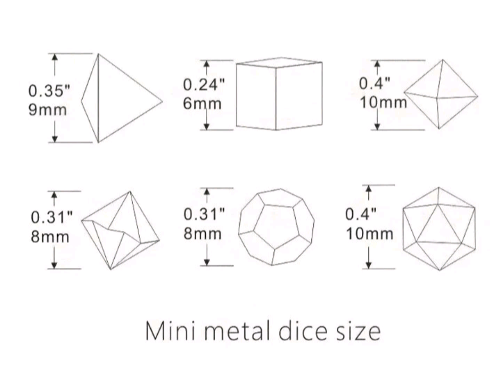 7 Piece Silvery Mini Metal Dice Set Gamers Polyhedral Table Game Dice Role Play New