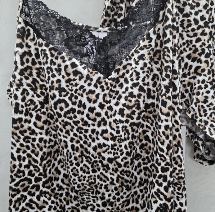 Joyspun Women 2X 18w- 20w 2 Piece Pajama Tank Top And Shorts Leopard Print. New with tags