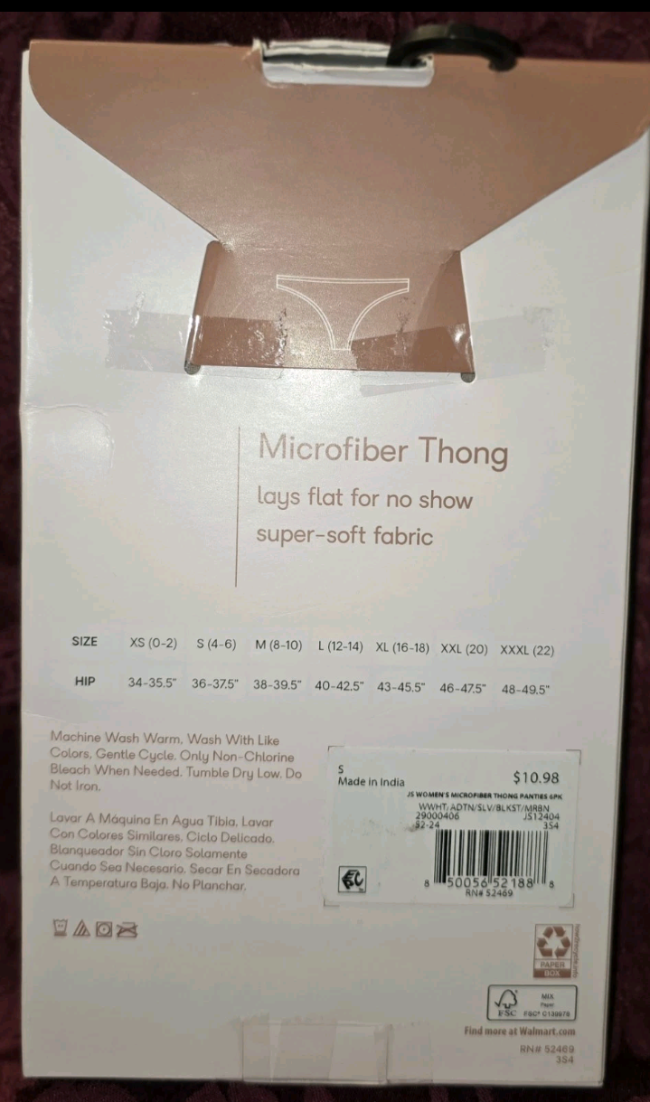 Joyspun 6 Pair Microfiber Panties Thong S 4-6 Multi Color New In Box