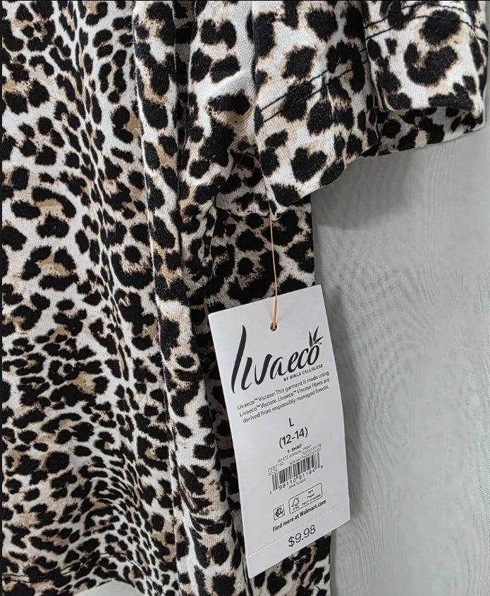 Joyspun Women Large 12-14 T Shirt With Animal Print