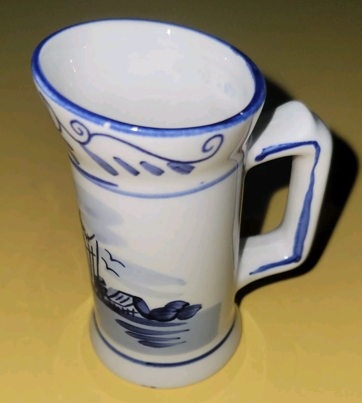 Vintage Delft Blue Small Pitcher Stein Holland 3.5" Tall 2" Across Top