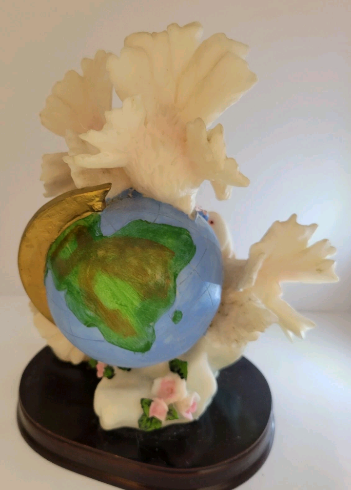 Meerchi White Birds On A Globe Figurine 8" × 5" Excellent Used Condition.