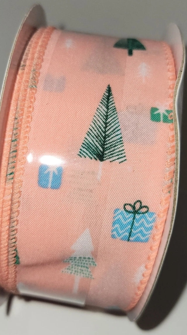 Place And Time Wonder Land Ribbon Wired Edge 1 1/2" × 10 Yards Pearchy Trees. Condition Is New