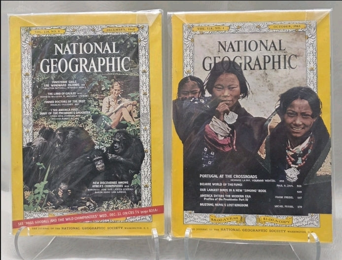 Vintage National Geographic 1964 October And December Magazine Sleeved