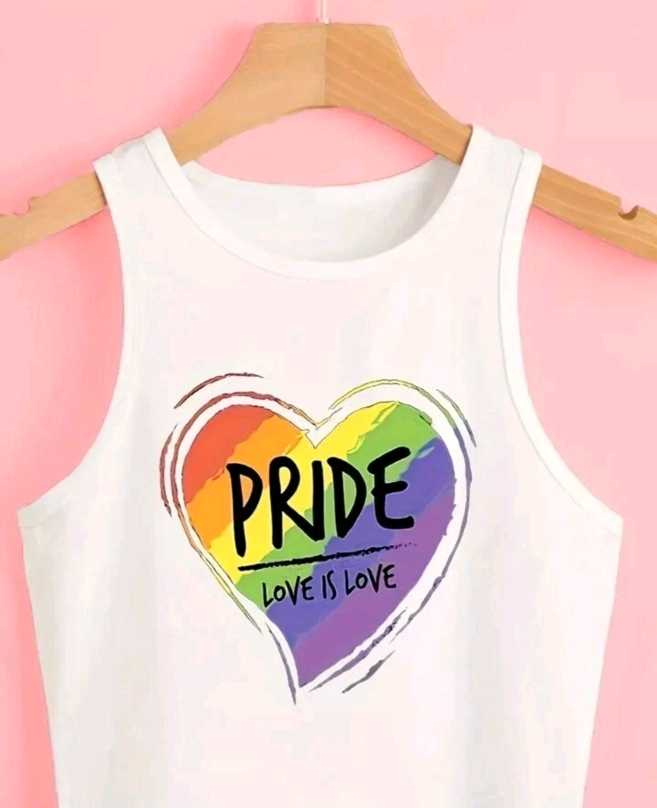 Rainbow Heart Pride Womens XL Crop Top White