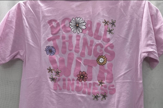 Wonder Nation Girls Medium 7-8 T Shirt Kindness Matters Pink Short Sleeve