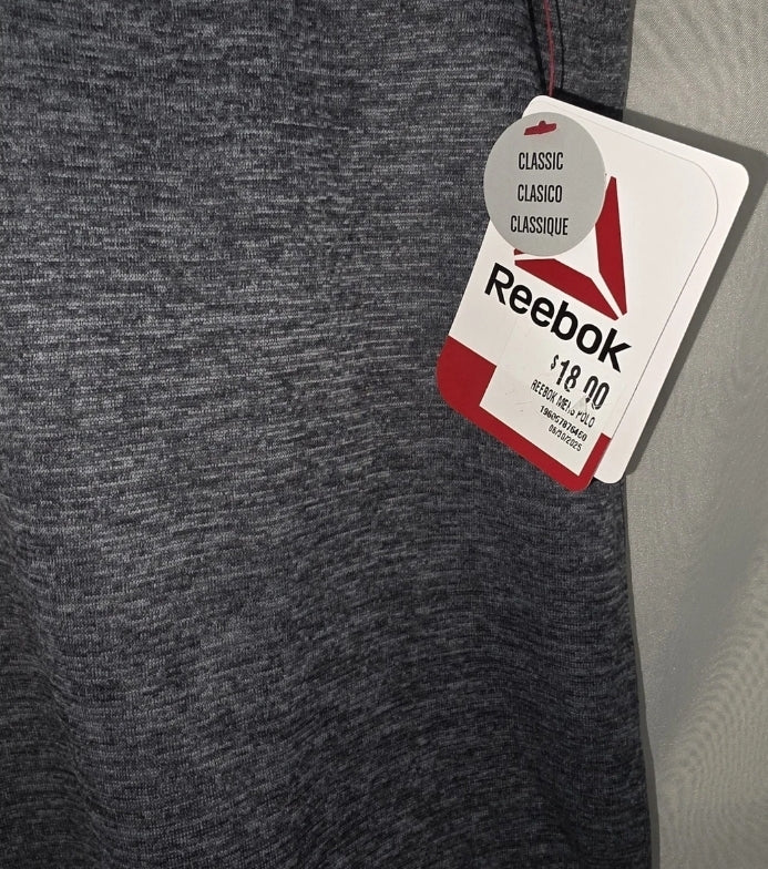 Reebok Mens Small Polo Short Sleeve Shirt 3 Button Grey