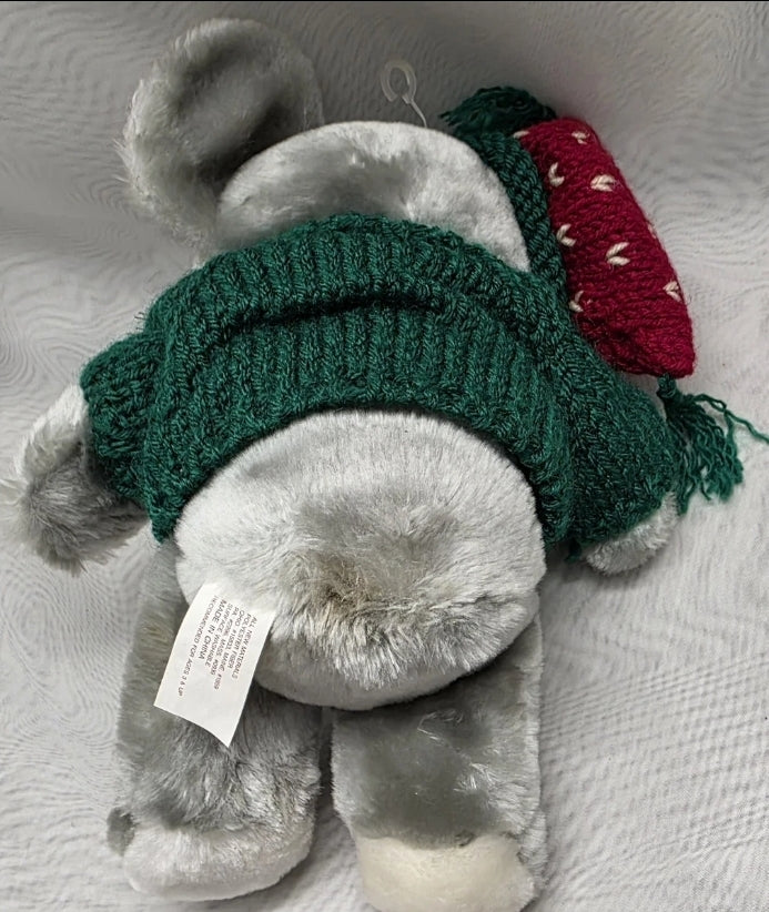 Fine Toy Co Christmas Holiday Mouse Plushy Stuffed Animal 11" Tall. Excellent used condition