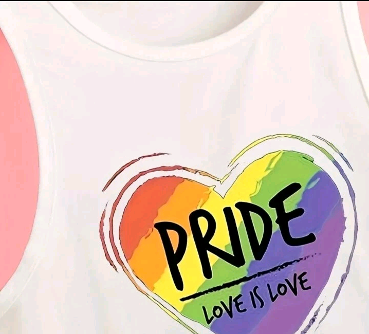 Rainbow Heart Pride Womens XL Crop Top White