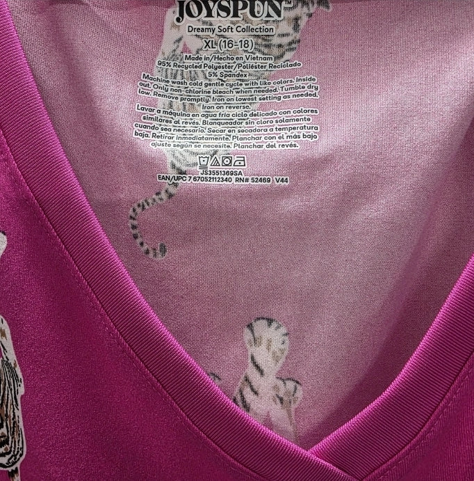 Joyspun Women XL 16-18 2 Piece Pajama Tank Top And Shorts Tigers