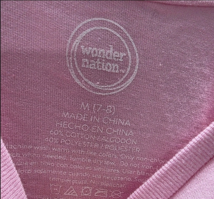 Wonder Nation Girls Crop Top T Shirt Size M 7-8 Born To Wander