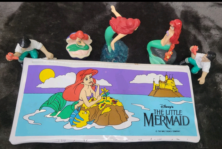 Vintage Disney Little Mermaid Toy Lot Pencil Pouch 3 Ariel's 2 Ericks