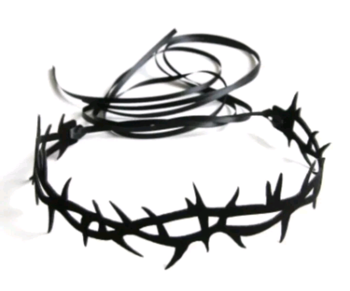 Black Thorn Choker Adjustable Tie In Back Gothic Cosplay Black Thorns Go 12" New