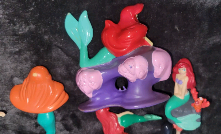 Vintage Disney Little Mermaid Toy Lot Figurines Various Sizes Night Light Cover