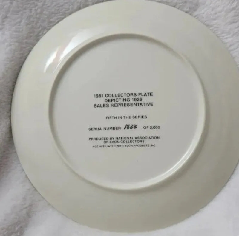 Vintage 1981 Avon Collector Plate Depicting 1926 Sales Rep Serial #1822 Of 2000