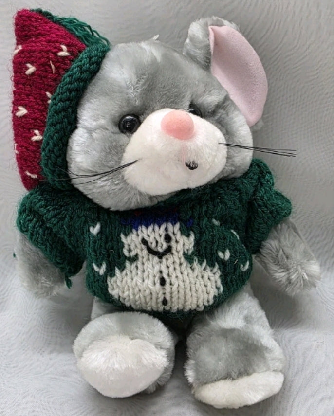 Fine Toy Co Christmas Holiday Mouse Plushy Stuffed Animal 11" Tall. Excellent used condition