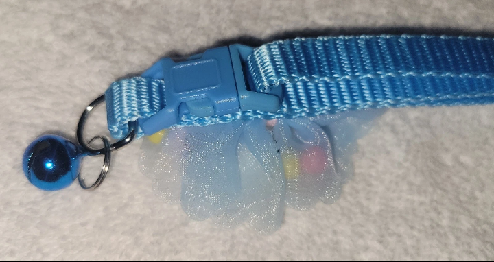 Cat Collar With Bell And Bow Blue, Adjustable Size 7.4" To 12", Brand New.