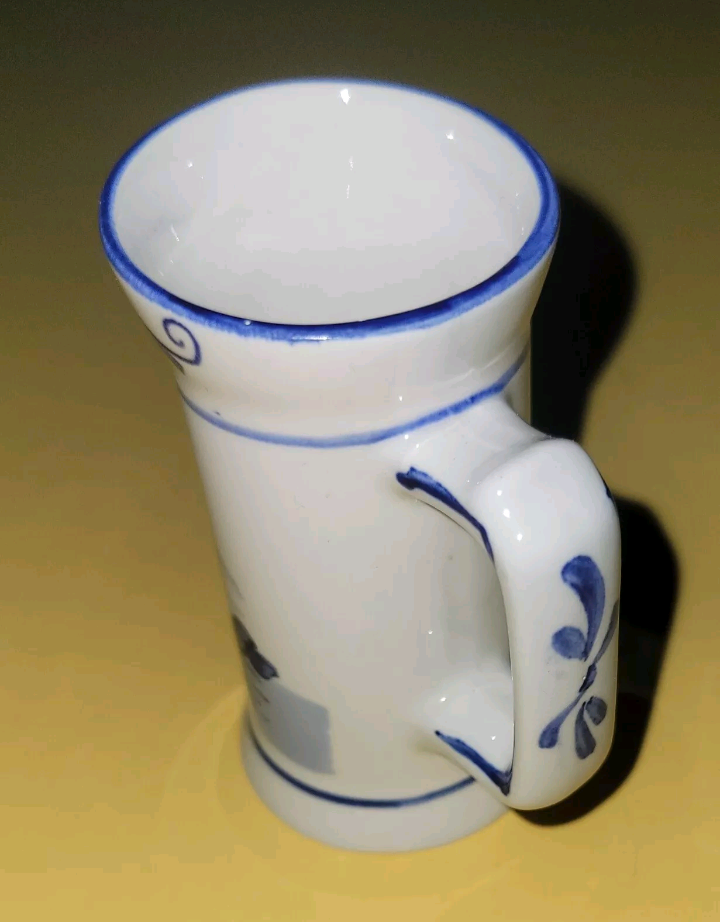 Vintage Delft Blue Small Pitcher Stein Holland 3.5" Tall 2" Across Top
