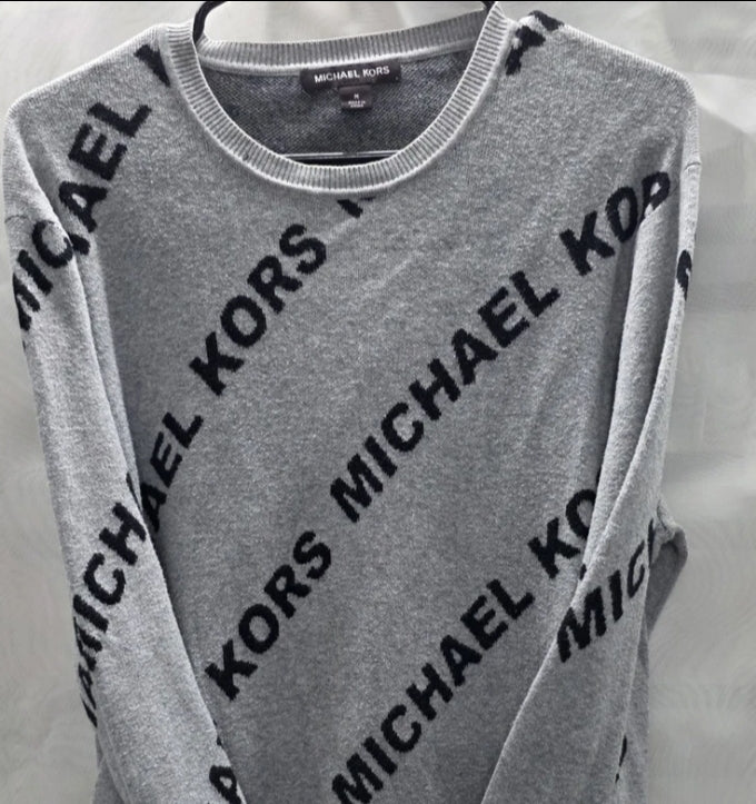 Michael Kors MK Mens Medium Pullover Sweater Armpit To Armpit 23" Length 25" Length 25" 100% Cotton Grey