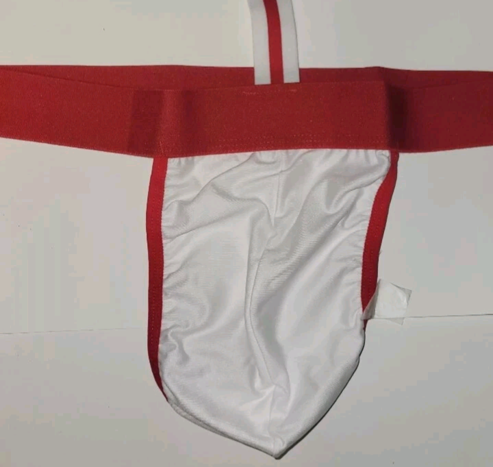 Mens Bow Tie G String Thong Bodysuit Sexy Underwear Medium Size 32 Red And White