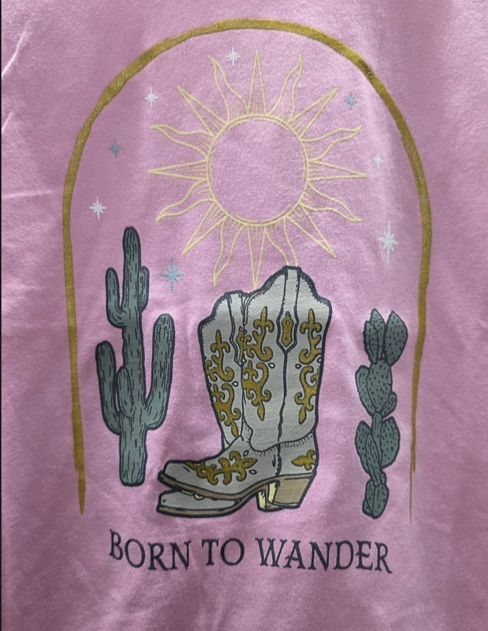 Wonder Nation Girls Crop Top T Shirt Size M 7-8 Born To Wander