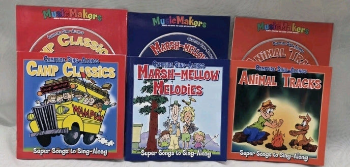 3 Music Makers CD With Books For Kids Campfire Sing Alongs  Marsh-mellow Melodies Camp Classics Animal Tracks