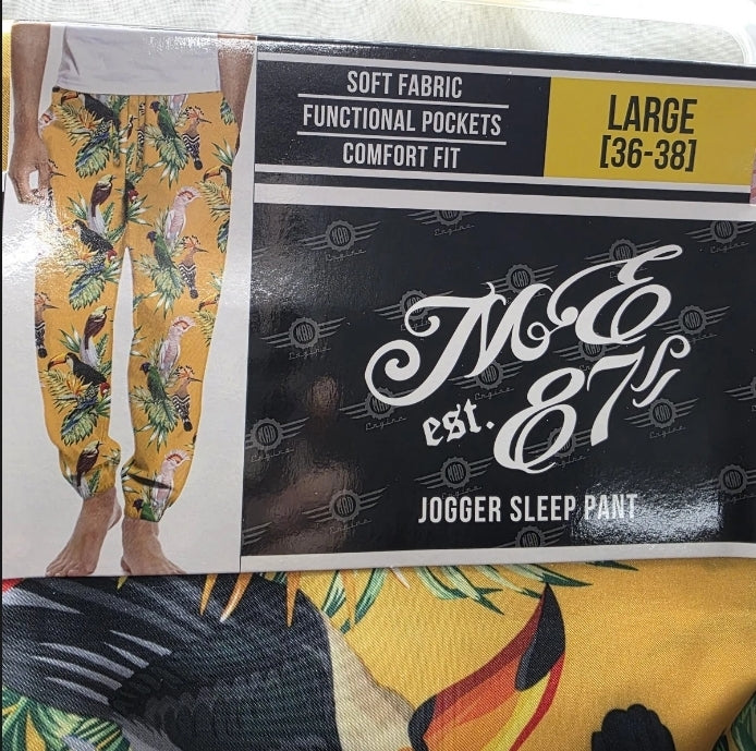 ME Est 87st Mens Jogger Sleeper Pants Large (36-38) Soft Fabric Pockets New