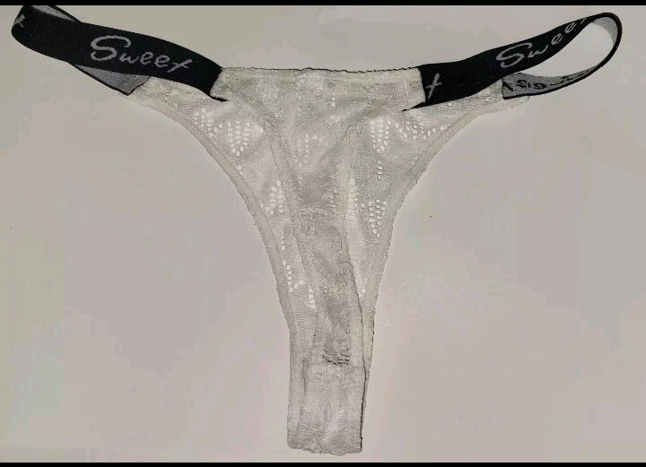Womens Thong Panties Intimate Lingerie Size XL (12) Floral Lace White Semi Sheer