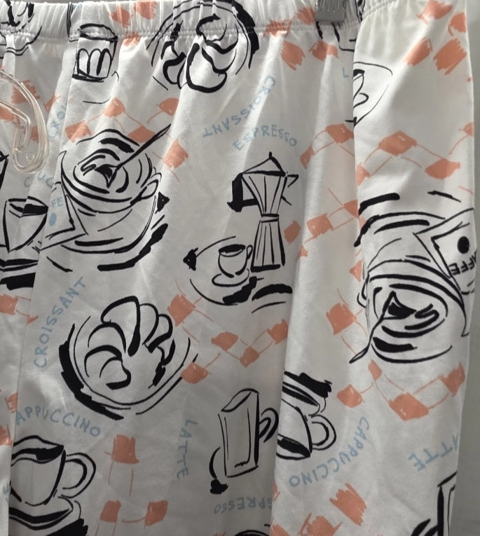 Joyspun Women Large 12-14 2 Piece Pajama Tank Top And Shorts Coffee Lovers Club