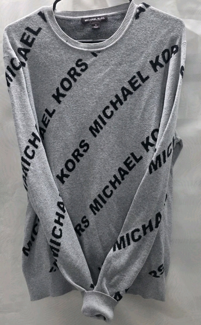 Michael Kors MK Mens Medium Pullover Sweater Armpit To Armpit 23" Length 25" Length 25" 100% Cotton Grey