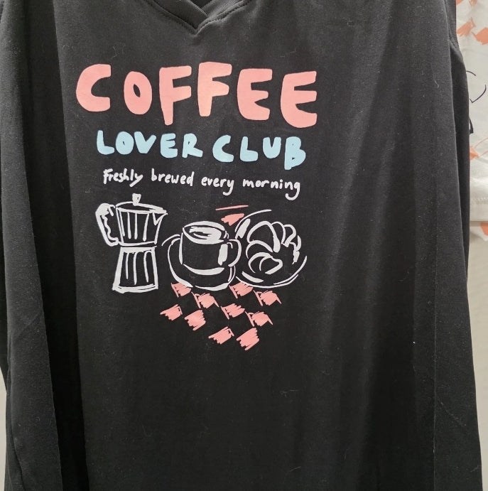 Joyspun Women Large 12-14 2 Piece Pajama Tank Top And Shorts Coffee Lovers Club