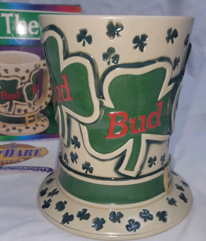 Vintage 1995 Tip O' The Hat Stein St Patrick's Day 5.5" Tall 4" Across Top. Certificate of Authenticity