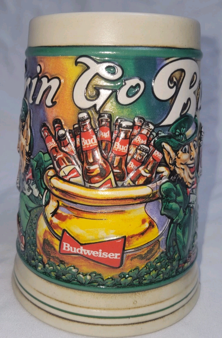 Vintage 1992 St Patrick's Day Stein Anheuser Busch 5.5" Tall 4" Wide Made In Brazil. Excellent Used Condition