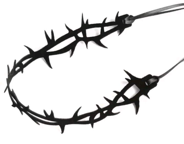Black Thorn Choker Adjustable Tie In Back Gothic Cosplay Black Thorns Go 12" New