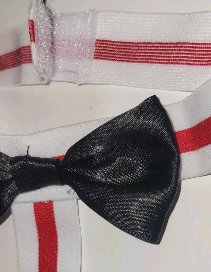 Mens Bow Tie G String Thong Bodysuit Sexy Underwear Medium Size 32 Red And White