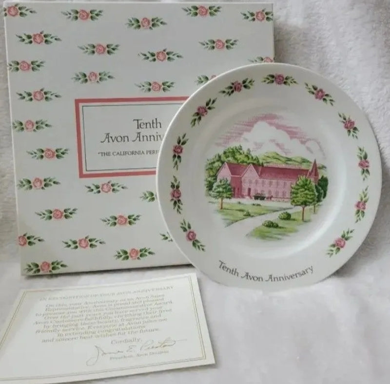 Vintage Avon Collector Plate Tenth Avon Anniversary The California Perfume New In Box