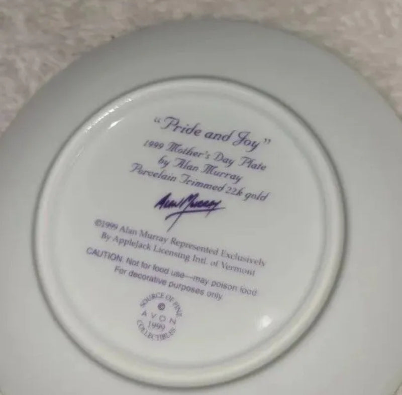 Vintage 1999 Avon Pride And Joy Mother's Day Collector Plate 4" 22K Gold Trim