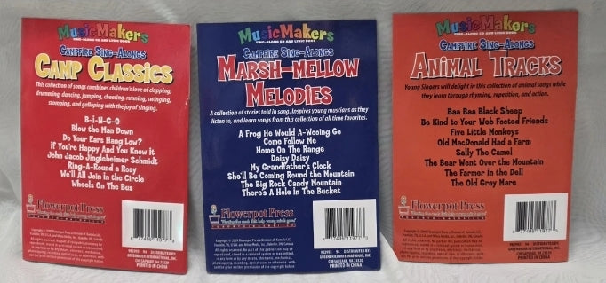 3 Music Makers CD With Books For Kids Campfire Sing Alongs  Marsh-mellow Melodies Camp Classics Animal Tracks
